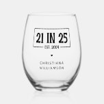 Personalised 21st Birthday 21 IN 25 Est 2004 Stemless Wine Glass<br><div class="desc">Personalised 21st Birthday 21 IN 25 Est 2004 21st Birthday Celebration Gifts!</div>