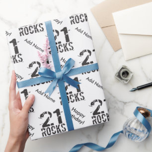 Personalised 21st Birthday - 21 Rocks Wrapping Paper