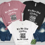 Personalised 21st Birthday Buy Me A Drink QR Code<br><div class="desc">Get ready to party in style with the Personalised 21st Birthday Buy Me A Drink QR Code Tri-Blend Shirt! This custom tee is perfect for marking your 21st birthday with flair, featuring your name and age prominently on the front. Whether you’re hitting the town with friends or hosting a birthday...</div>