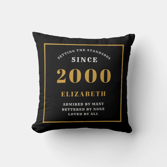 Personalised 21st Birthday Elegant Chic Black Cushion (Front)