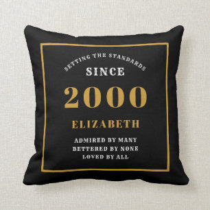 Personalised 21st Birthday Elegant Chic Black Cushion