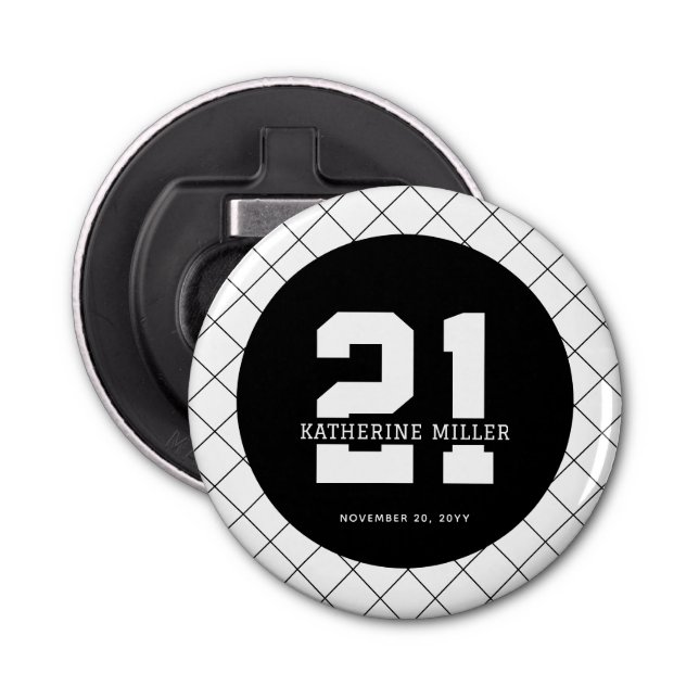 Personalised 21st Birthday Modern and Elegant   Bottle Opener (Front)