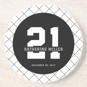 Personalised 21st Birthday Modern and Elegant Coaster