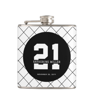 Personalised 21st Birthday Modern and Elegant   Hip Flask