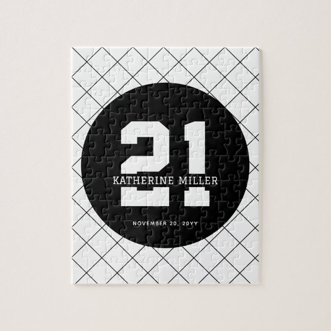 Personalised 21st Birthday Modern and Elegant   Jigsaw Puzzle (Vertical)