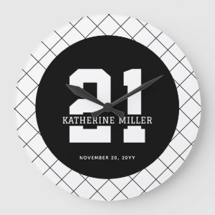 Personalised 21st Birthday Modern and Elegant Large Clock
