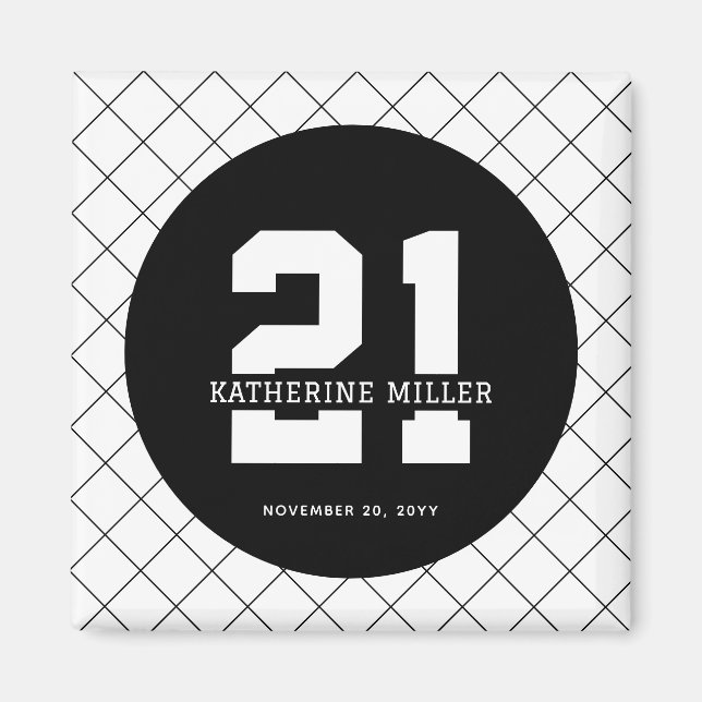 Personalised 21st Birthday Modern and Elegant   Magnet (Front)