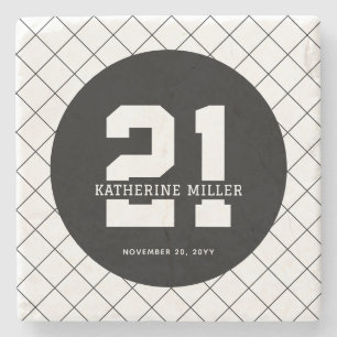 Personalised 21st Birthday Modern and Elegant Stone Coaster