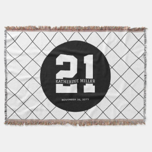 Personalised 21st Birthday Modern and Elegant Throw Blanket