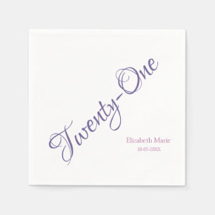 Personalised 21st Birthday Party Girly Purple Scri Napkin
