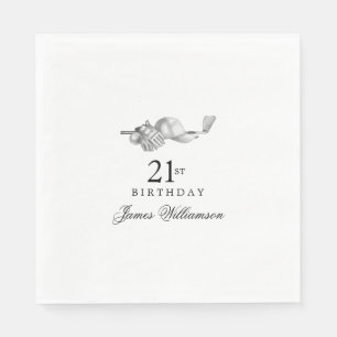 Personalised 21st Birthday Party Golf Theme Napkin