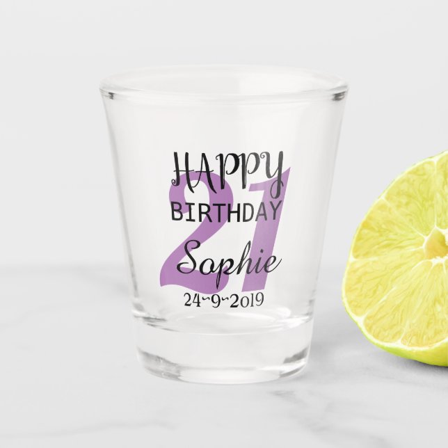 Personalised 21st Birthday Shot Glass (Front)