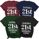 Personalised 21st Birthday Squad Custom Name Age T-Shirt<br><div class="desc">Celebrate your milestone 21st birthday in style with our Personalised 21st Birthday Squad Custom Name Age T-Shirt. This shirt is the perfect way to showcase your birthday squad spirit while adding a personal touch with your name and age. Designed for the birthday queen herself, this shirt is part of our...</div>