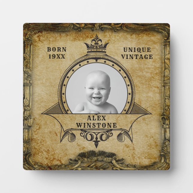 Personalised 21st Birthday Vintage Photo Template Plaque (Front)