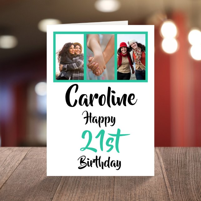 Personalised 21st happy birthday photo collage card (Creator Uploaded)