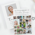 Personalised 24 Photo Collage Thank You Card<br><div class="desc">This photo collage memorial thank you card has 25 photos, can be for him or her, is perfect for giving out at a funeral, wake or memorial service. The memorial thank you cards is easy to personalise and the font styles, size and font colour can be changed by clicking on...</div>