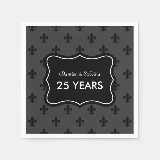 Personalised 25th anniversary party napkins (Front)