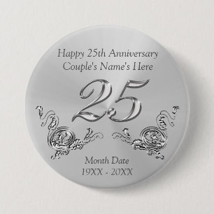 Personalised 25th Anniversary Pins Party Favours