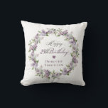 Personalised 25th Birthday Gift Purple Lilac Cushion<br><div class="desc">Here's a great 25th birthday gift idea! It takes only minutes to add the birthday celebrant's name and create a unique keepsake gift. The soft watercolor lilac wreath is perfect for a spring birthday or a woman who just loves lilacs. The calligraphy is elegant and sophisticated and matches the birthday...</div>