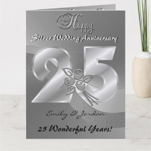 Personalised 25th Silver Wedding Anniversary Card