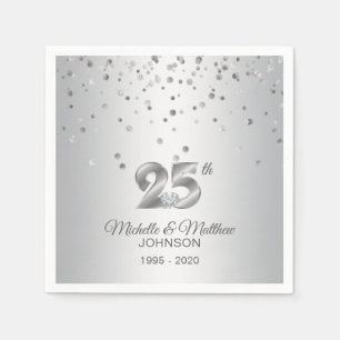 Personalised 25th Silver Wedding Anniversary Napkin