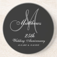 Personalised 25th Wedding Anniversary Coaster
