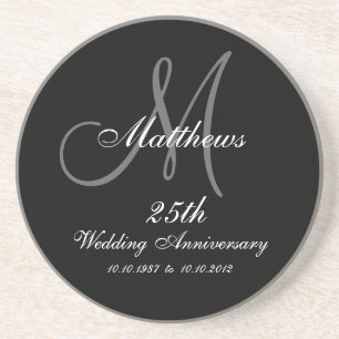 Personalised 25th Wedding Anniversary Coaster