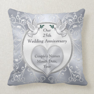Personalised 25th Wedding Anniversary Gifts Cushion