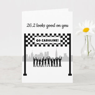 Personalised 26.2 Black and White Marathon Runner Card