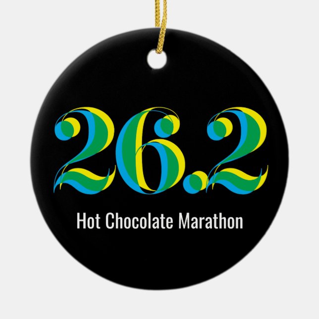 Personalised 26.2 Marathon Running Photo Black Ceramic Ornament (Front)
