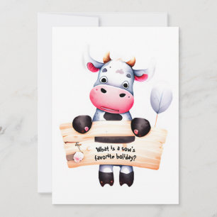 Personalised #2 Dad Joke Funny Cow New Year's Card