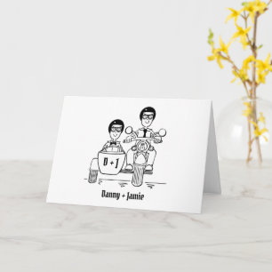 Personalised 2 Grooms Motorbike & Sidecar Wedding Card