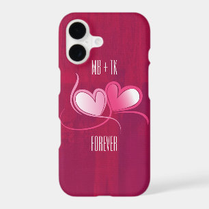 Personalised 2 Hearts on a Fuschia Pink Background