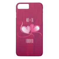Personalised 2 Hearts on a Fuschia Pink Background