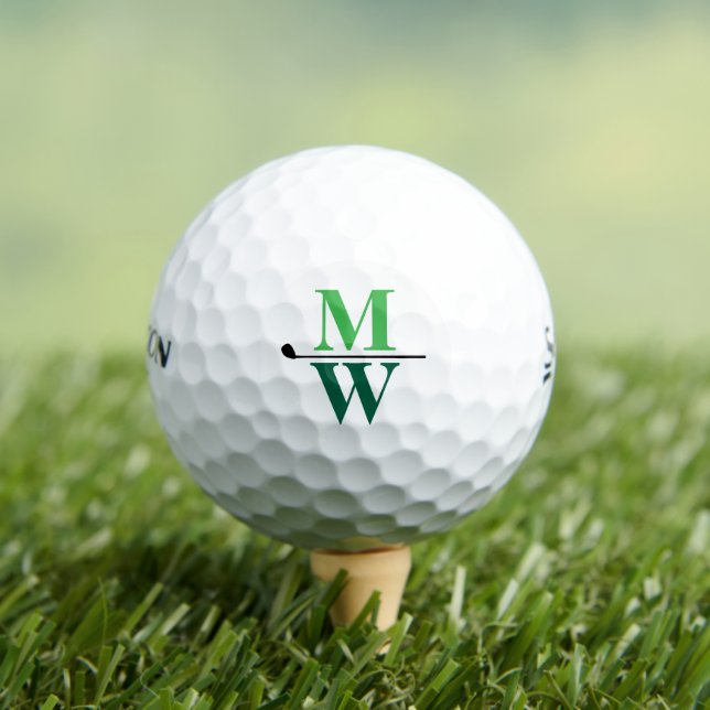 Personalised 2-Initials Green Monogram  Golf Balls (Insitu Tee)