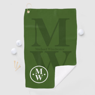 Personalised 2-letters vertical Monogram Green Golf Towel