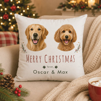 Personalised 2 Pet Photo Christmas Gift Pillow