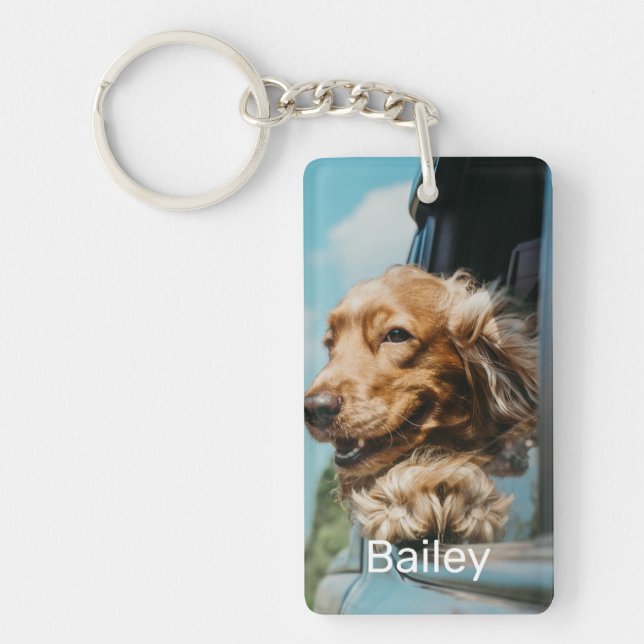 Personalised 2 Pet Photo Name Dog Lovers Keepsake Key Ring (Front)