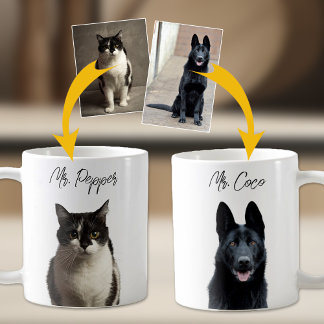 Personalised 2 Pet Photos and Names Coffee Mug