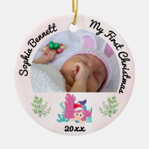 Personalised 2 Photo Babys My First Christmas 2021 Ceramic Ornament