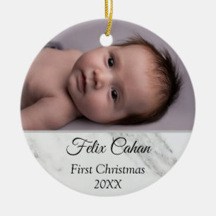 Personalised 2 Photo Babys My First Christmas 2023 Ceramic Ornament