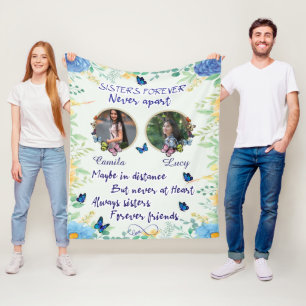 Personalised 2 Photo Collage Christmas gift sister Fleece Blanket