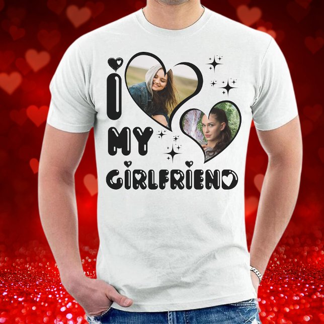Personalised 2 Photo I Love My Girlfriend Custom T-Shirt (Creator Uploaded)
