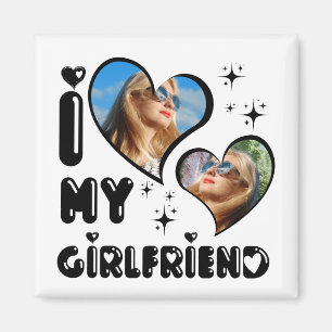 Personalised 2 Photo I Love My Girlfriend Magnet