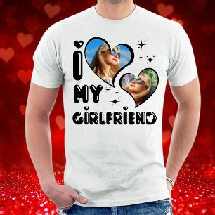 Personalised 2 Photo I Love My Girlfriend  T-Shirt