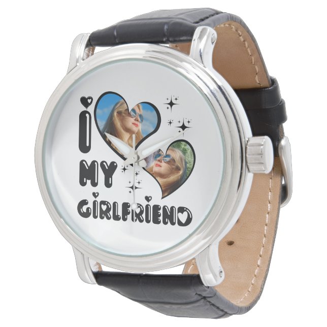 Personalised 2 Photo I Love My Girlfriend  Watch (Angled)