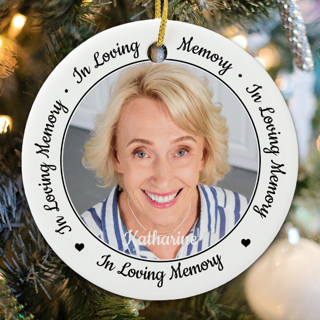 Personalised 2 Photo In Loving Memory Memorial Ceramic Ornament (Creator Uploaded)