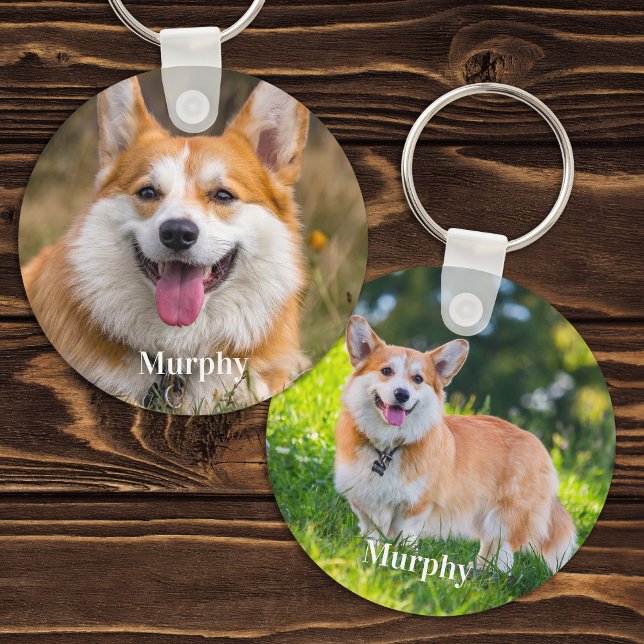 Personalised 2 Photo Modern Pet Dog Lover Key Ring (Creator Uploaded)