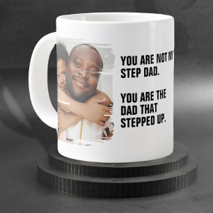 Personalised 2 Photo The Dad That Stepped Up Large Coffee Mug