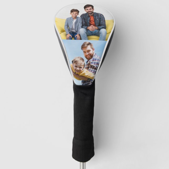 Personalised 2 Photos Gift for a Golfer Golf Head Cover (Front)
